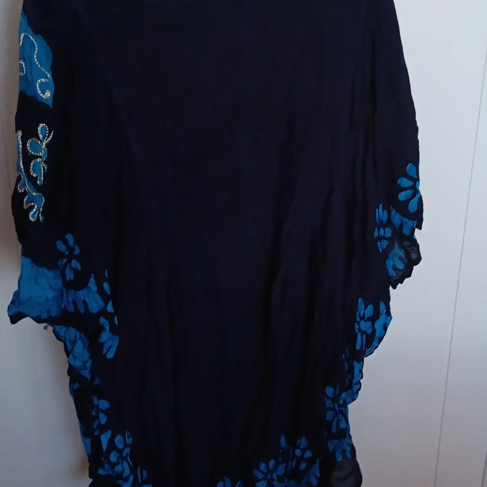 Blue boho flowy one size top - Picture 4 of 5